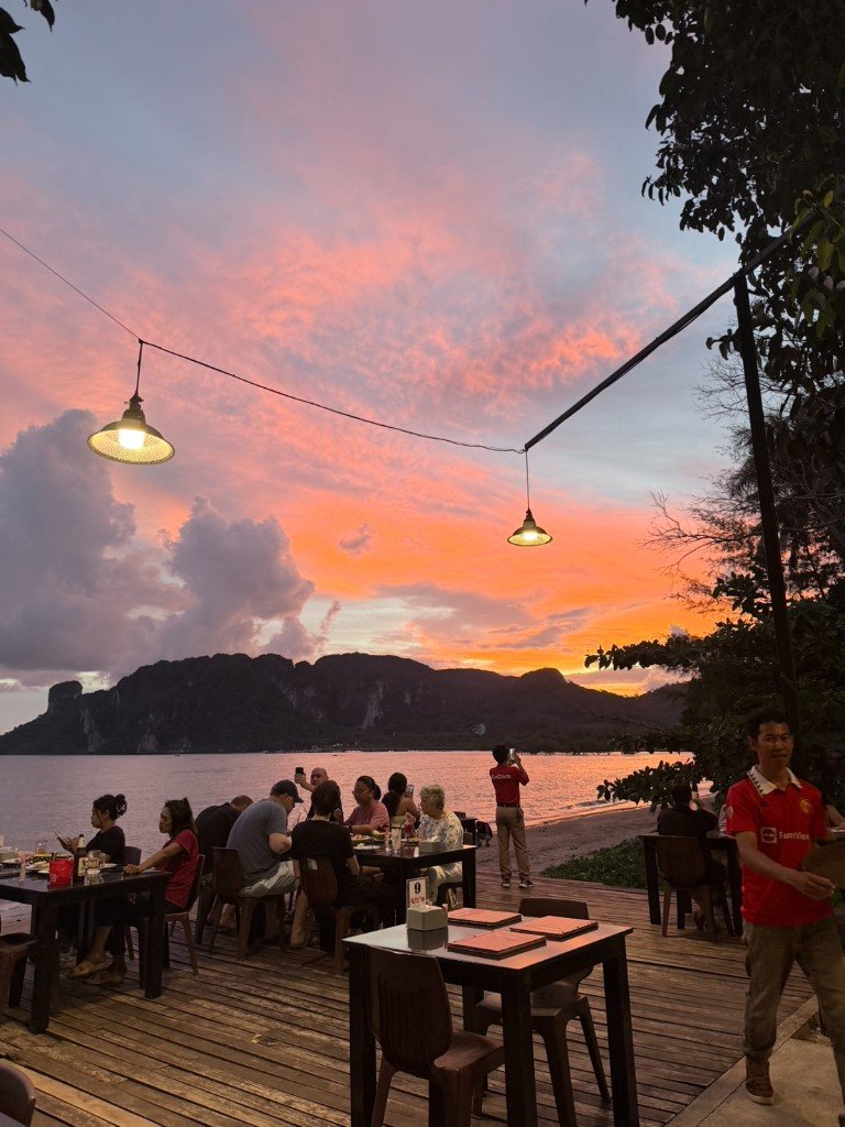 Sunset dining on the ocean deck at Branch 2